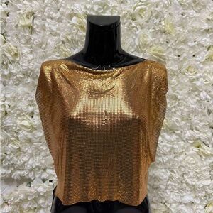 Gold Draped Chain Sequin Women's Crop Top